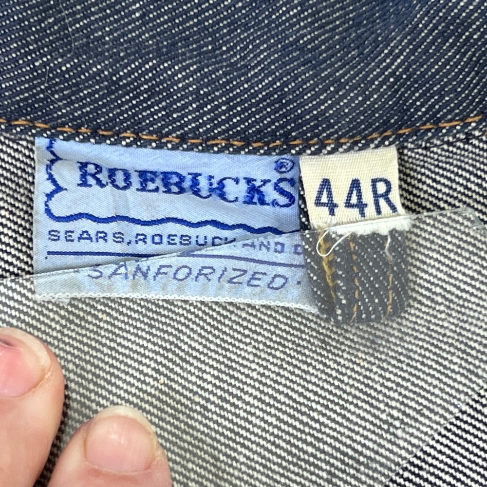 VINTAGE 50s 60s Sears Roebucks Denim Jacket Selvedge Sanforized Snap Front 44R